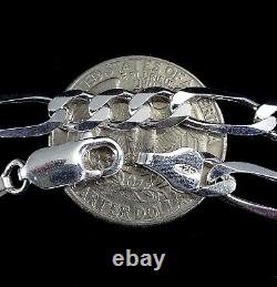 6MM Solid 925 Sterling Silver Italian Men's FIGARO Chain Necklace Made In Italy