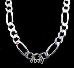 6MM Solid 925 Sterling Silver Italian Men's FIGARO Chain Necklace Made In Italy