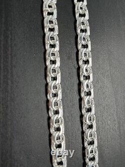 6mm 22 Inch 925 Sterling Silver 33.8 Grams chino link chain Hand Made Necklace