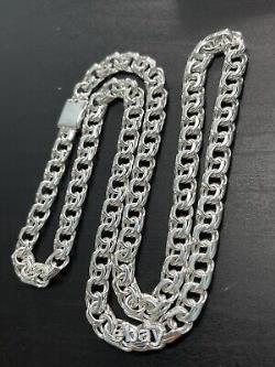 6mm 22 Inch 925 Sterling Silver 33.8 Grams chino link chain Hand Made Necklace