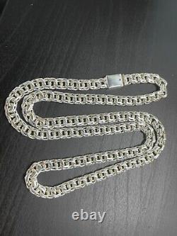 6mm 22 inch 44 grams Chino link Chain 925 Sterling Silver HAND Made All real