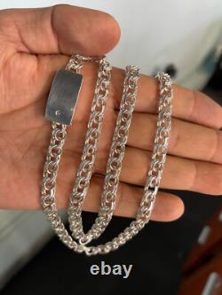 6mm 28 inch 42 grams Chino link Chain 925 Sterling Silver HAND Made All Real