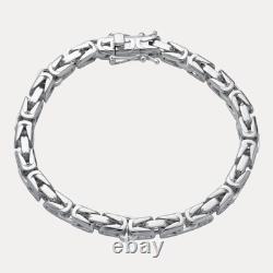 6mm Byzantine W. Box Clasp Bracelet Solid 925 Sterling Silver MADE IN ITALY