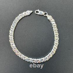 6mm Dollar Link Bracelet Real Solid 925 Sterling Silver MADE IN ITALY