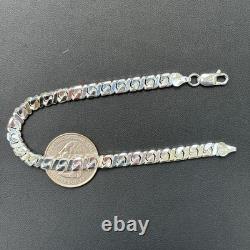 6mm Dollar Link Bracelet Real Solid 925 Sterling Silver MADE IN ITALY