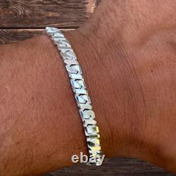6mm Dollar Link Bracelet Real Solid 925 Sterling Silver MADE IN ITALY