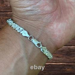 6mm Dollar Link Bracelet Real Solid 925 Sterling Silver MADE IN ITALY