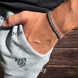 6mm Dollar Link Bracelet Real Solid 925 Sterling Silver MADE IN ITALY