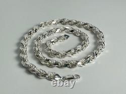 7.75mm 22 inch Italian made 925 sterling silver rope chain for men 118 grams