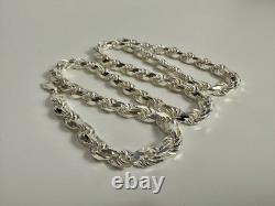 7.75mm 22 inch Italian made 925 sterling silver rope chain for men 118 grams