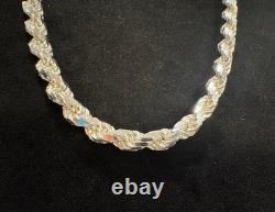 7.75mm 22 inch Italian made 925 sterling silver rope chain for men 118 grams