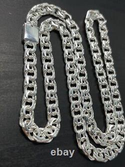 7mm 22 Inch 925 Sterling Silver 48 Grams chino link chain Hand Made Necklace
