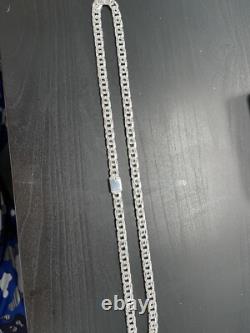 7mm 24 Inch 925 Sterling Silver 52 Grams chino link chain Hand Made Necklace