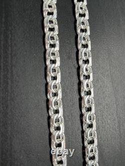 7mm 24 Inch 925 Sterling Silver 52 Grams chino link chain Hand Made Necklace