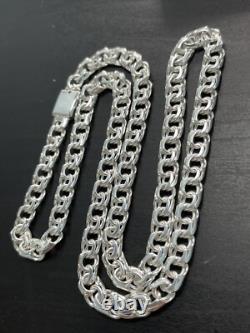 7mm 24 Inch 925 Sterling Silver 52 Grams chino link chain Hand Made Necklace