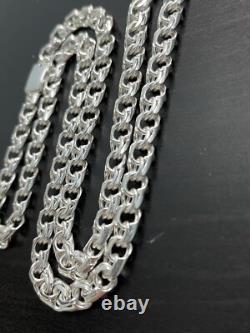 7mm 24 Inch 925 Sterling Silver 52 Grams chino link chain Hand Made Necklace