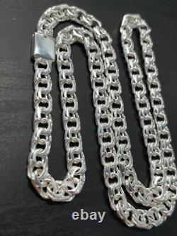 7mm 24 Inch 925 Sterling Silver 52 Grams chino link chain Hand Made Necklace