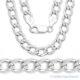 7mm Cuban Curb Link Diamond-Cut Pave 925 Sterling Silver Italian Chain Necklace