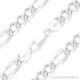 8.4mm Figaro Link Chain Diamond-Cut Pave Necklace in. 925 Italy Sterling Silver