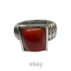 8.5 Ratti Natural Coral Ring Made with Sterling Silver