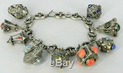 800 Silver Made In Italy Victorian Etruscan Large Italian 9 Charm Bracelet 8 L