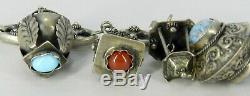 800 Silver Made In Italy Victorian Etruscan Large Italian 9 Charm Bracelet 8 L