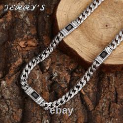 8MM Real 925 Sterling Silver Cuban Link Chain Vintage Zircon Necklace For Mens