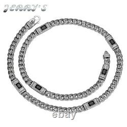 8MM Real 925 Sterling Silver Cuban Link Chain Vintage Zircon Necklace For Mens