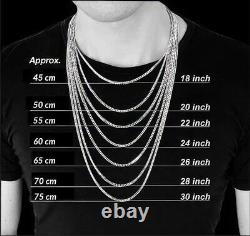 8MM Real 925 Sterling Silver Cuban Link Chain Vintage Zircon Necklace For Mens