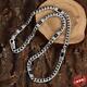 8MM Real 925 Sterling Silver Vintage Cuban Link Chain Men Black Zircon Necklace