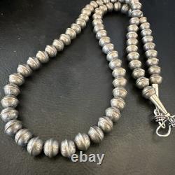 8mm Hand Stamped Bench Navajo Pearls Sterling Silver Bead Necklace 23 18406