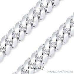 8mm Miami Cuban / Curb Link Men's Chain Bracelet. 925 Sterling Silver with Rhodium