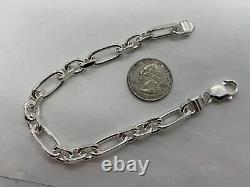 8mm Solid 925 Sterling Silver 3Plus1 Cable Link Men's Bracelet 8 9 Made Italy