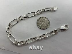 8mm Solid 925 Sterling Silver 3Plus1 Cable Link Men's Bracelet 8 9 Made Italy