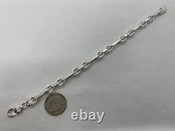 8mm Solid 925 Sterling Silver 3Plus1 Cable Link Men's Bracelet 8 9 Made Italy