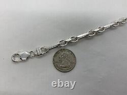 8mm Solid 925 Sterling Silver 3Plus1 Cable Link Men's Bracelet 8 9 Made Italy