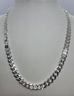 8mm Solid 925 Sterling Silver Cuban Link Chain Necklace Men 18-30 Made Italy