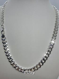 8mm Solid 925 Sterling Silver Cuban Link Chain Necklace Men 18-30 Made Italy