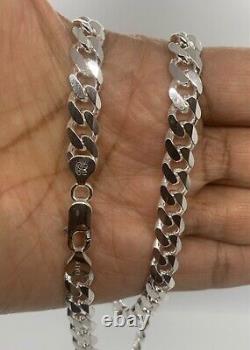 8mm Solid 925 Sterling Silver Cuban Link Chain Necklace Men 18-30 Made Italy