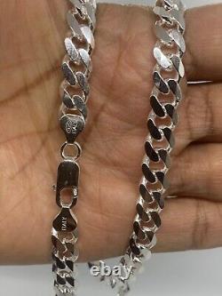 8mm Solid 925 Sterling Silver Cuban Link Chain Necklace Men 18-30 Made Italy