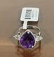 925 A high-quality British-made sterling silver Ring With Pear Shape Amethyst