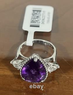925 A high-quality British-made sterling silver Ring With Pear Shape Amethyst