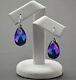 925 SILVER Earrings made with Swarovski Crystals 22mm PEAR Heliotrope