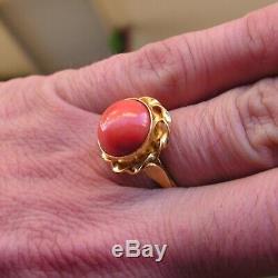 925 SIlver CORAL Red COCKTAIL RING SIZE 7,5 LAST Made in Italy