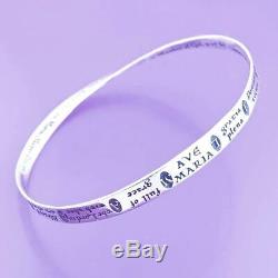 925 STERLING SILVER Ave Maria Hail Mary Mobius Bangle Bracelet Made in the USA