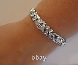 925 STERLING SILVER DIAGONAL SQUARE ITALIAN MADE BRACELET With 1.50 CT DIAMONDS