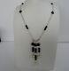 925 STERLING SILVER LADIES NECKLACE With 26 CTS BLACK AGATE & 7 CT CITRINE 18'