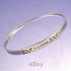 925 STERLING SILVER Love is Patient Mobius Bangle Bracelet Made in the USA