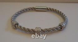 925 STERLING SILVER ROPE DESIGN BRACELET With ACCENTS/ ITALIAN MADE / 7'' DIAMETER