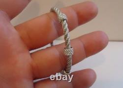 925 STERLING SILVER ROPE DESIGN BRACELET With ACCENTS/ ITALIAN MADE / 7'' DIAMETER
